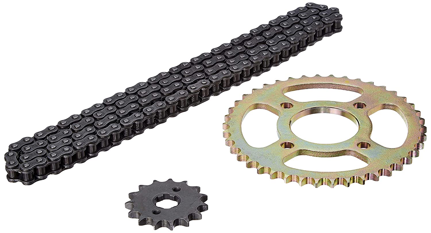 Uno Minda CH-5011 Quadra Rivet Chain & Alloy Steel Hardened Sprockets Chain & Sprocket Kit - R428H SIZE-120L / 15T / 42T(4H) For Hero Acheiver 